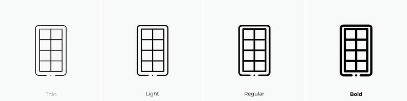 hielo cubo bandeja icono. delgado, luz, regular y negrita estilo diseño aislado en blanco antecedentes vector