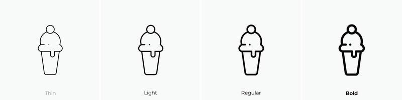 ice cream icon. Thin, Light, Regular And Bold style design isolated on white background vector