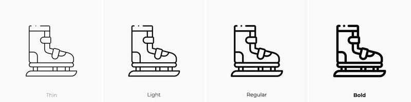 hielo Patinaje Zapatos icono. delgado, luz, regular y negrita estilo diseño aislado en blanco antecedentes vector