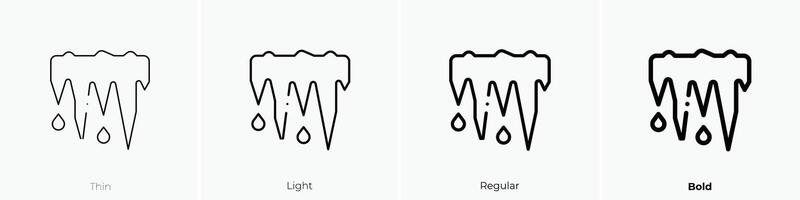 carámbanos icono. delgado, luz, regular y negrita estilo diseño aislado en blanco antecedentes vector