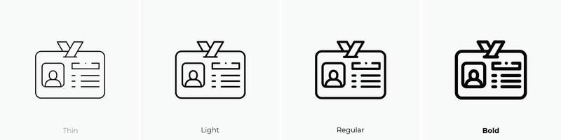 id card icon. Thin, Light, Regular And Bold style design isolated on white background vector