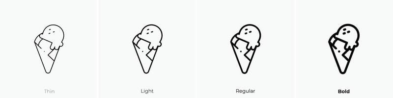 ice cream icon. Thin, Light, Regular And Bold style design isolated on white background vector