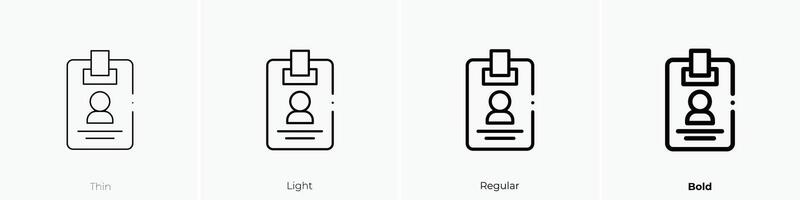 id card icon. Thin, Light, Regular And Bold style design isolated on white background vector