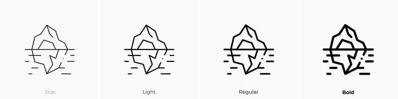 iceberg icon. Thin, Light, Regular And Bold style design isolated on white background vector