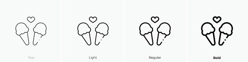 ice cream icon. Thin, Light, Regular And Bold style design isolated on white background vector