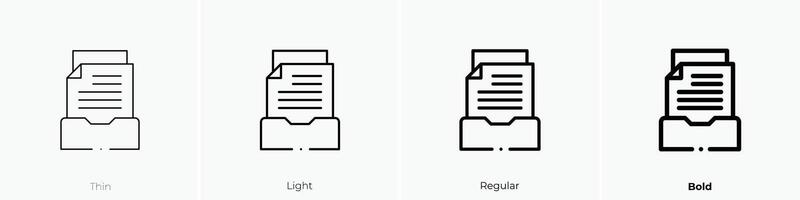 inbox icon. Thin, Light, Regular And Bold style design isolated on white background vector