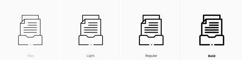 bandeja de entrada icono. delgado, luz, regular y negrita estilo diseño aislado en blanco antecedentes vector