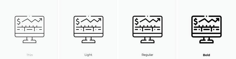 income icon. Thin, Light, Regular And Bold style design isolated on white background vector