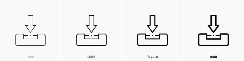 bandeja de entrada icono. delgado, luz, regular y negrita estilo diseño aislado en blanco antecedentes vector