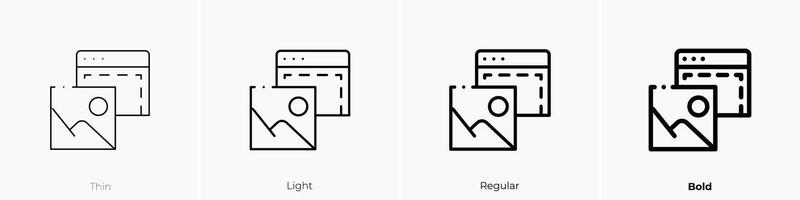 image icon. Thin, Light, Regular And Bold style design isolated on white background vector