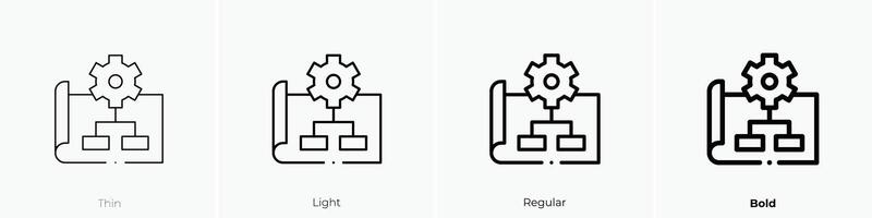 implement icon. Thin, Light, Regular And Bold style design isolated on white background vector