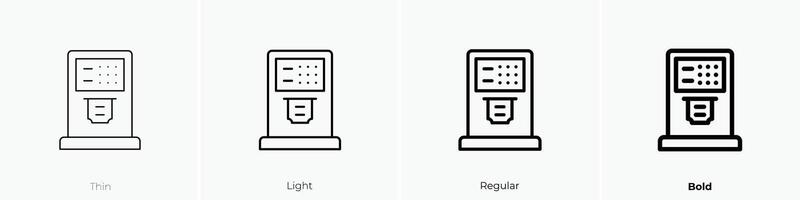 en icono. delgado, luz, regular y negrita estilo diseño aislado en blanco antecedentes vector