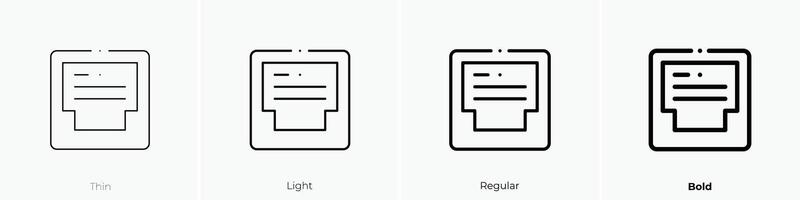 bandeja de entrada icono. delgado, luz, regular y negrita estilo diseño aislado en blanco antecedentes vector