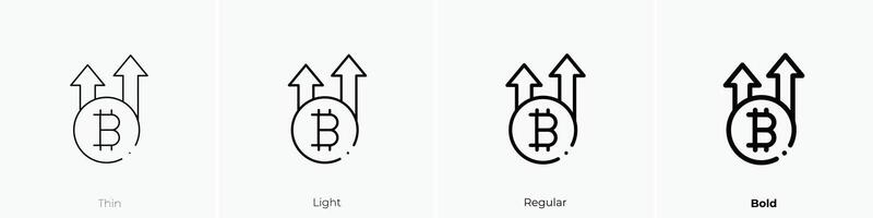 incrementar icono. delgado, luz, regular y negrita estilo diseño aislado en blanco antecedentes vector