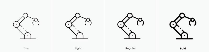 industrial robot icono. delgado, luz, regular y negrita estilo diseño aislado en blanco antecedentes vector