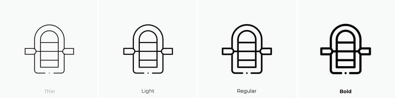 inflable barco icono. delgado, luz, regular y negrita estilo diseño aislado en blanco antecedentes vector