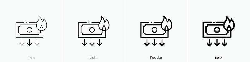 inflación icono. delgado, luz, regular y negrita estilo diseño aislado en blanco antecedentes vector