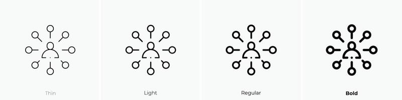 influencia icono. delgado, luz, regular y negrita estilo diseño aislado en blanco antecedentes vector