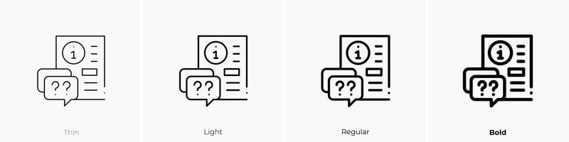 info icon. Thin, Light, Regular And Bold style design isolated on white background vector