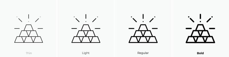 lingotes icono. delgado, luz, regular y negrita estilo diseño aislado en blanco antecedentes vector