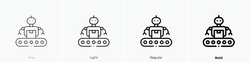 industrial robot icon. Thin, Light, Regular And Bold style design isolated on white background vector