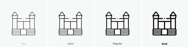 inflable castillo icono. delgado, luz, regular y negrita estilo diseño aislado en blanco antecedentes vector