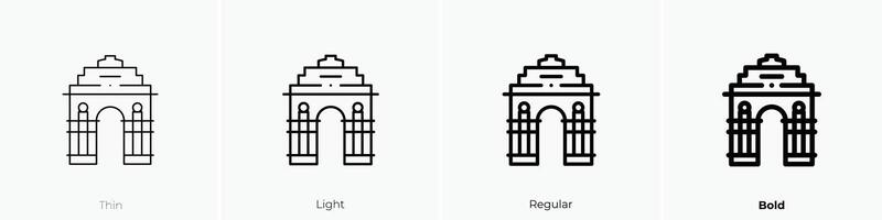 India portón icono. delgado, luz, regular y negrita estilo diseño aislado en blanco antecedentes vector