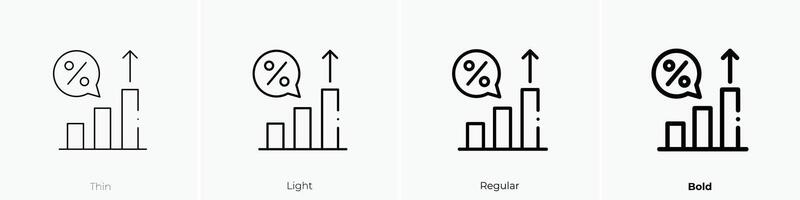 interesar Velocidad icono. delgado, luz, regular y negrita estilo diseño aislado en blanco antecedentes vector