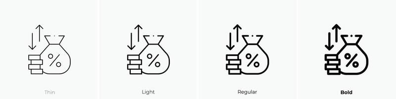 interest rate icon. Thin, Light, Regular And Bold style design isolated on white background vector