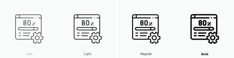 instalación icono. delgado, luz, regular y negrita estilo diseño aislado en blanco antecedentes vector