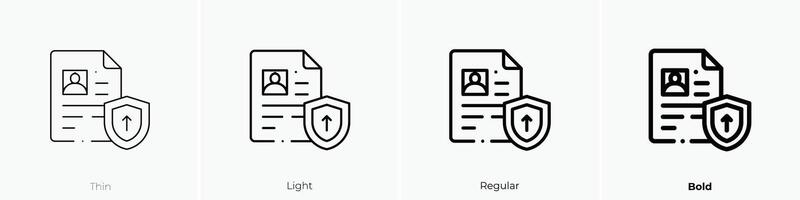 insurance icon. Thin, Light, Regular And Bold style design isolated on white background vector