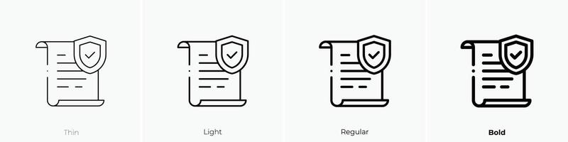 insurance icon. Thin, Light, Regular And Bold style design isolated on white background vector