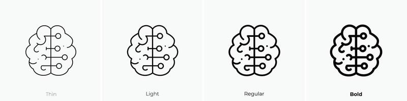 intelligence icon. Thin, Light, Regular And Bold style design isolated on white background vector