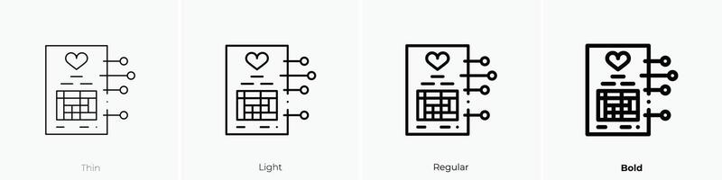 seguro icono. delgado, luz, regular y negrita estilo diseño aislado en blanco antecedentes vector