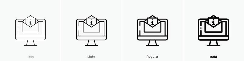 información icono. delgado, luz, regular y negrita estilo diseño aislado en blanco antecedentes vector