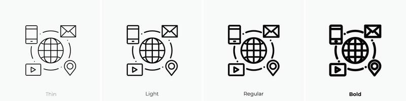 Internet icono. delgado, luz, regular y negrita estilo diseño aislado en blanco antecedentes vector