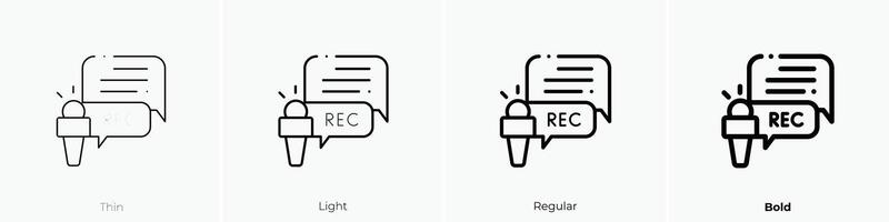 interview icon. Thin, Light, Regular And Bold style design isolated on white background vector