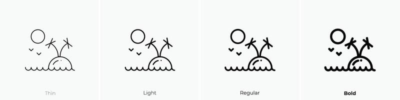 island icon. Thin, Light, Regular And Bold style design isolated on white background vector