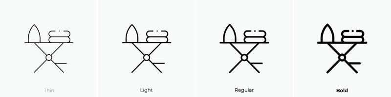 planchado tablero icono. delgado, luz, regular y negrita estilo diseño aislado en blanco antecedentes vector