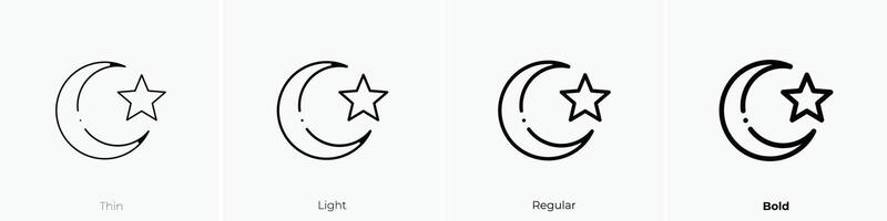 islam icono. delgado, luz, regular y negrita estilo diseño aislado en blanco antecedentes vector