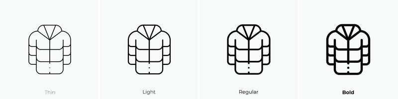 jacket icon. Thin, Light, Regular And Bold style design isolated on white background vector