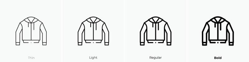 chaqueta icono. delgado, luz, regular y negrita estilo diseño aislado en blanco antecedentes vector