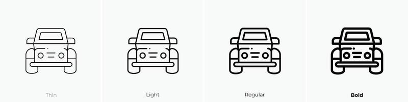 jeep icon. Thin, Light, Regular And Bold style design isolated on white background vector