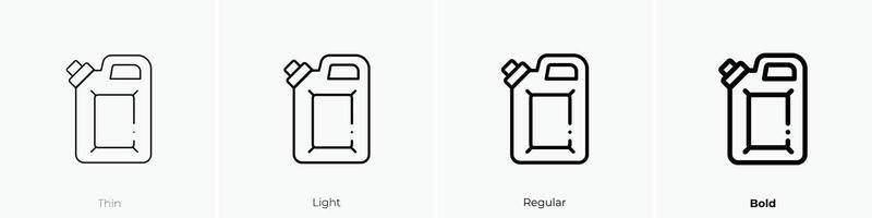 jerrycan icon. Thin, Light, Regular And Bold style design isolated on white background vector