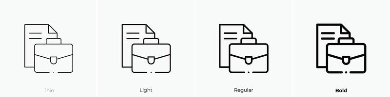 trabajo icono. delgado, luz, regular y negrita estilo diseño aislado en blanco antecedentes vector