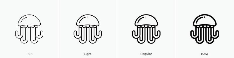 jellyfish icon. Thin, Light, Regular And Bold style design isolated on white background vector