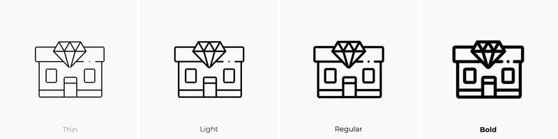 jewelry store icon. Thin, Light, Regular And Bold style design isolated on white background vector