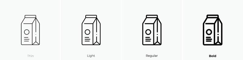 jugo caja icono. delgado, luz, regular y negrita estilo diseño aislado en blanco antecedentes vector