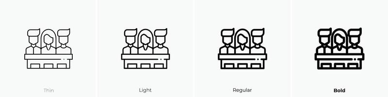 jury icon. Thin, Light, Regular And Bold style design isolated on white background vector