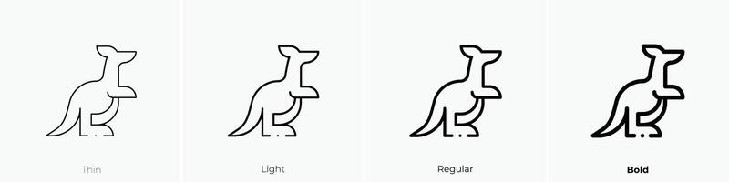 kangaroo icon. Thin, Light, Regular And Bold style design isolated on white background vector